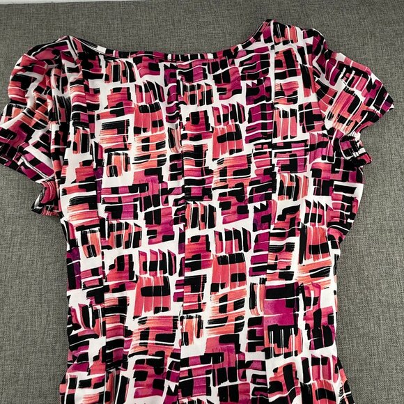 Perceptions New York Dress Abstract Print XL Classic Style Fit & Flare Stretch - Picture 10 of 11